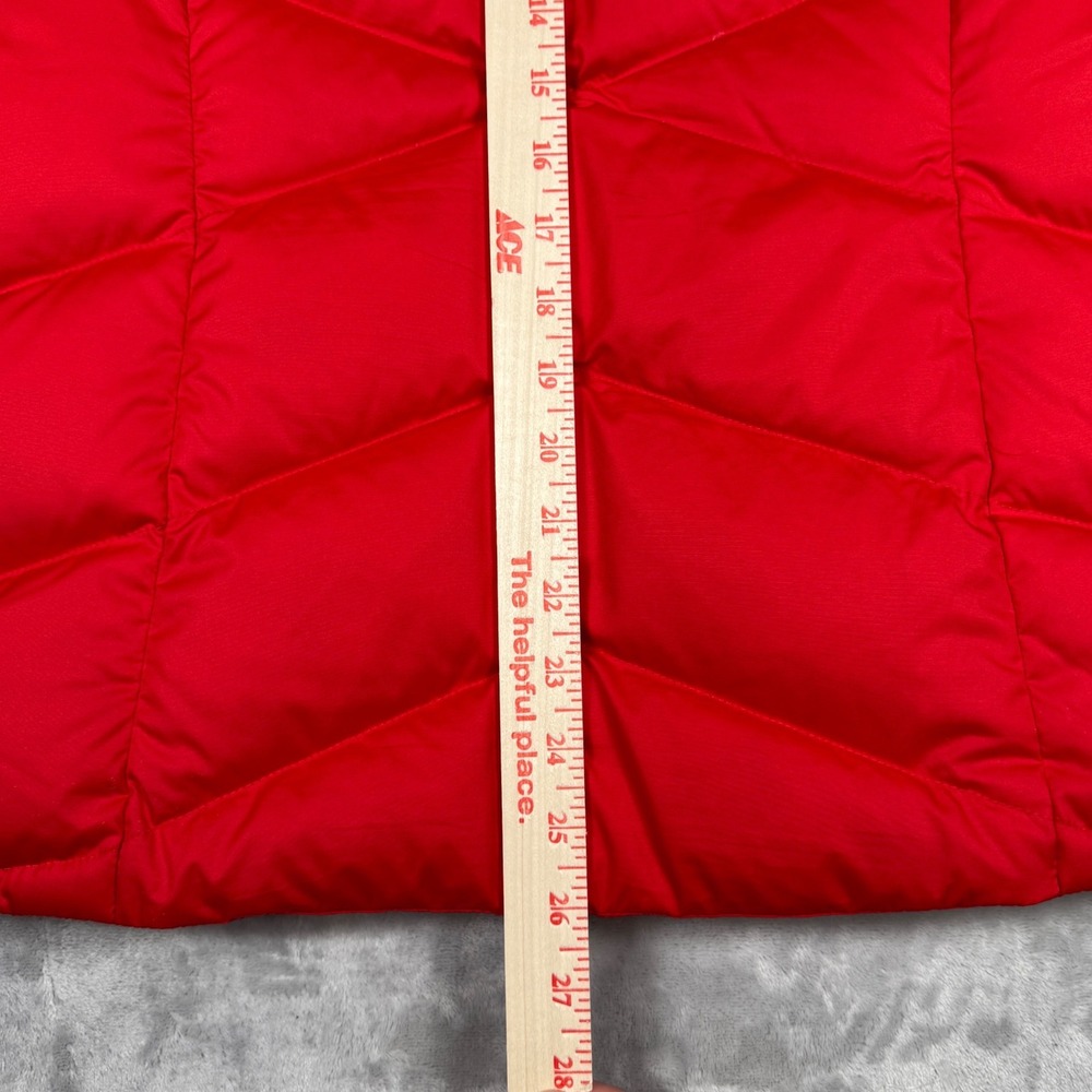 Eddie Bauer Down Puffer Vest Womens M Red Faux Fur‎ Hood Zip Quilted - Picture 10 of 10
